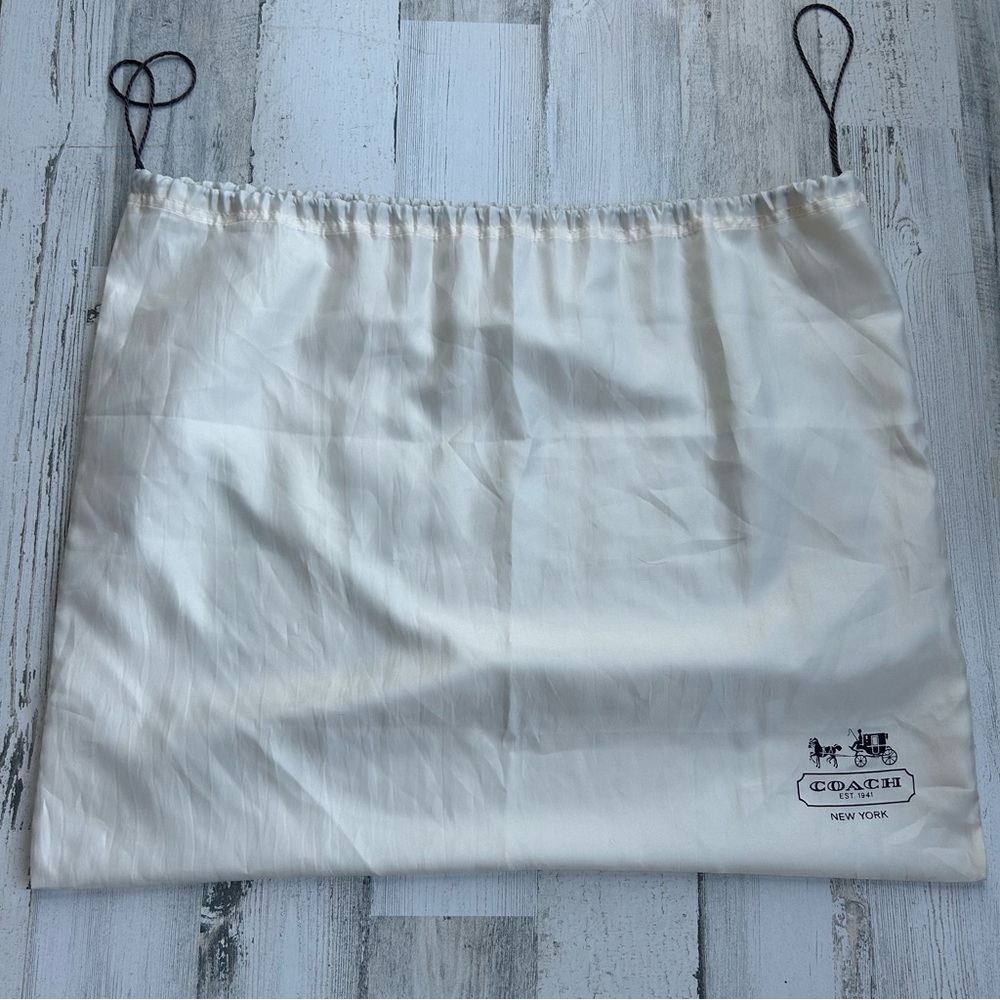Coach Satin Dust Bag | White Drawstring Storage Pouch with Logo